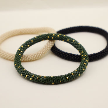 Set de Pulseras Verde Olivo, Beige y Negro