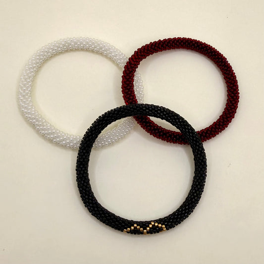 Set de Pulseras Infinito Negro, Blanco y Rojo Vino