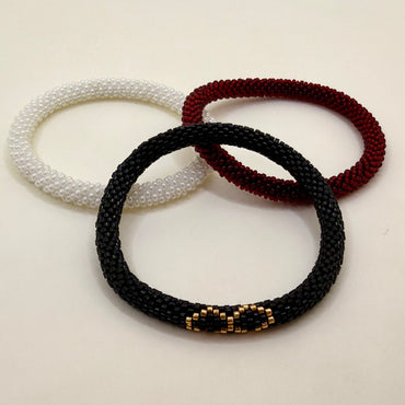 Set de Pulseras Infinito Negro, Blanco y Rojo Vino