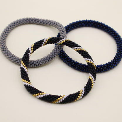 Mar de Medianoche | Set de 3 pulseras tejidas a mano