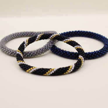 Set de Pulseras Negro, Gris y Azul Marino