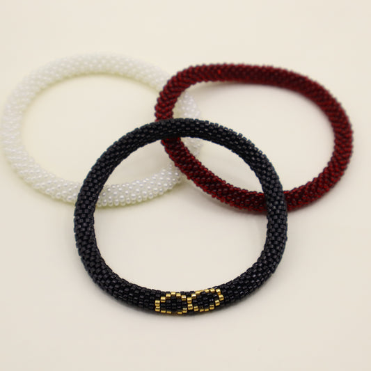 Set de Pulseras Infinito Negro, Crema y Rojo Vino