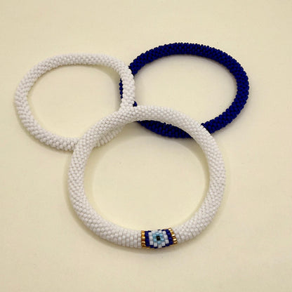 Set de Pulseras Ojo Turco, Azul y Blanco