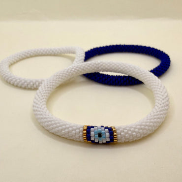 Set de Pulseras Ojo Turco, Azul y Blanco