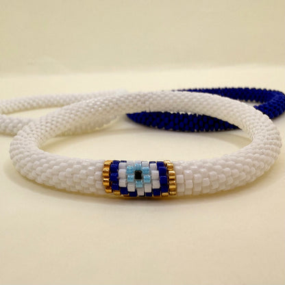 Set de Pulseras Ojo Turco, Azul y Blanco