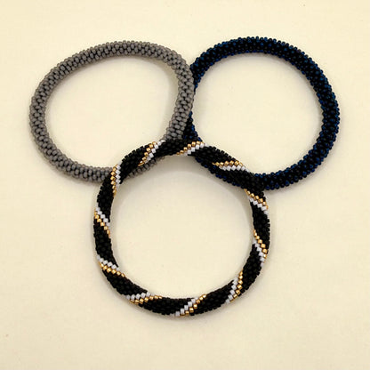 Set de Pulseras Negro, Gris y Azul Marino