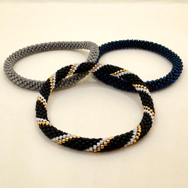 Set de Pulseras Negro, Gris y Azul Marino