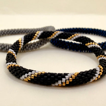 Set de Pulseras Negro, Gris y Azul Marino