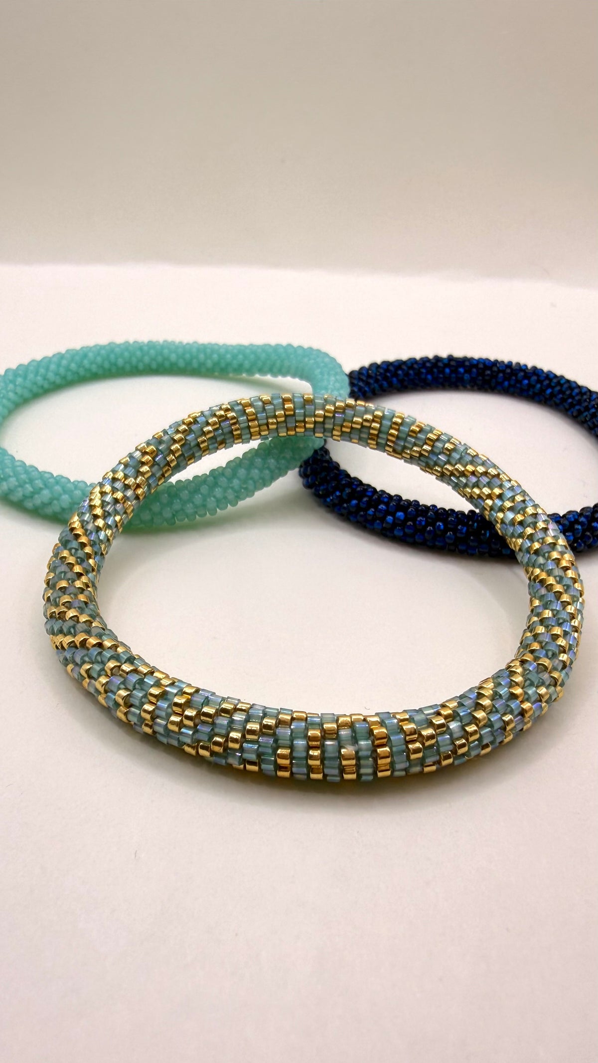 Set de 3 pulseras Miyuki Turquesa y Azul Petróleo